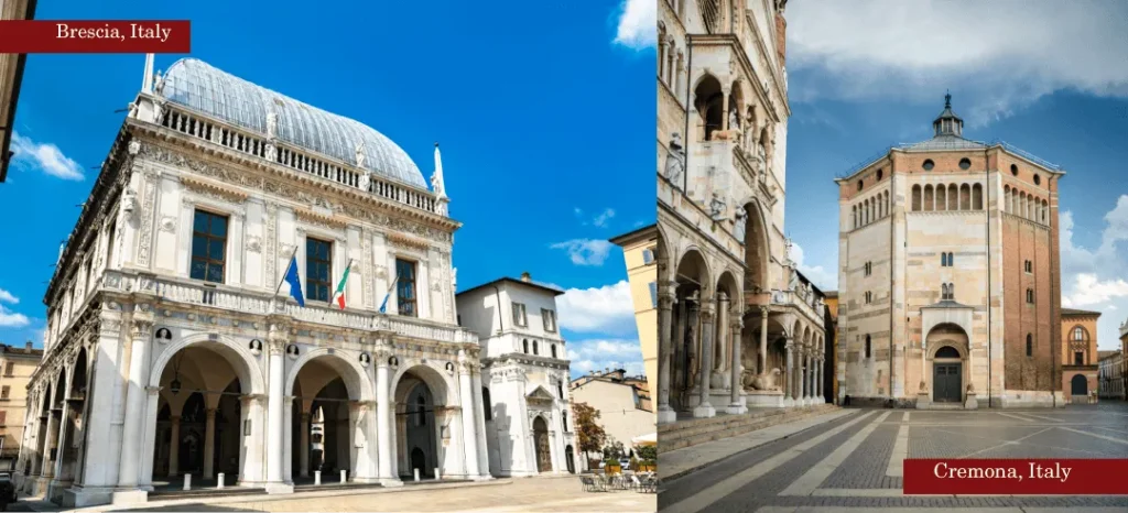 Brescia and Cremona cities in Italy